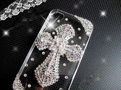 Silver Cross Clear Gems Bling Rhinestones Case Cover For Various Mobile Phone • £8.66