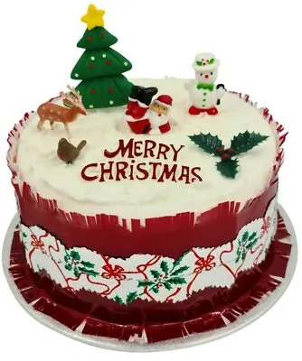 7 Piece SET Merry Christmas Cake Decorations Yule Log Cupcake Toppers Cake Frill • £4.99