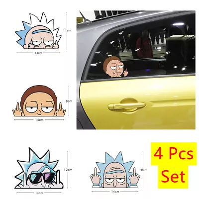 4 Pcs Rick And Morty Decal Sticker Vinyl Middle Finger Auto Car SUV Truck Window • $5.95