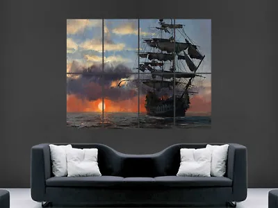 £18.95 • Buy Pirate Ship Sea Water Poster Picture Wall Sunset  Image  Art Print Large