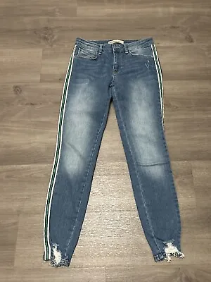 Zara Jeans Womens 4 Mid-Rise Skinny Side Stripe Distressed Basic Z1975 Denim • $14.88