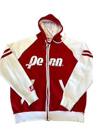 Vintage Penn Hoodie Size Large Varsity Style Red White • £9.99