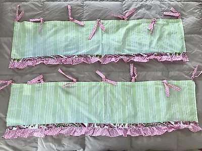 MY BABY SAM LOT 2 Valances PAISLEY SPLASH Pink Green Stripe Dot Nursery Girl • $10