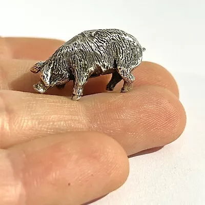 Antique Solid Silver Pig Miniature   Hallmarked Italian Figurine • £48