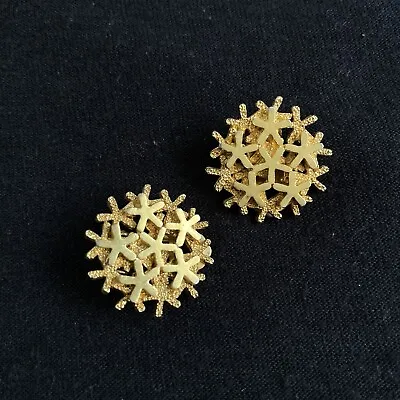 £9.99 • Buy Vintage Costume Jewellery Clip On Earrings Gold Tone Spikes 60s 70s