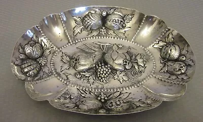 Antique Germany 800 Silver Repousse Fruit Dish Bowl Crescent Crown Hallmark 8  • $219.95