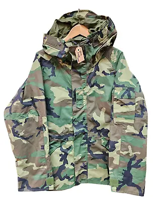 Genuine US Army Woodland Camo Gore-Tex ECWCS Parka Jacket Large Short LS #10 • £89.95
