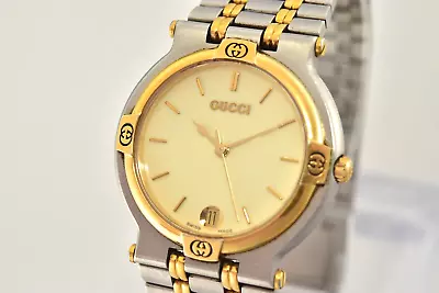 New Battery [Exc+5 BOX ] Vintage Gucci 9000M Gold Dial Quartz Men's Watch • $219.99
