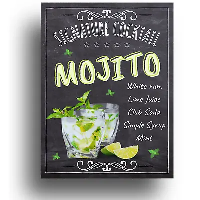 £5.99 • Buy Mojito Cocktail Poster Metal Sign Plaque Wall Home Decor Tiki Bar House Kitchen