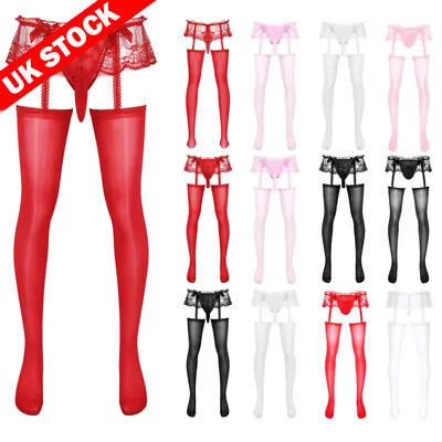 UK Mens Lingerie Stockings Garter Belt Silk Tights Pantyhose Hosiery Underwear • £10.99