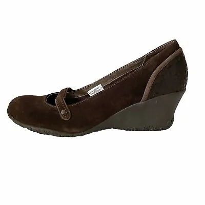 Merrell Women's Petunia Vibram Moxie Brown Suede Mary Jane Wedge Shoes Size 8 • $28.34