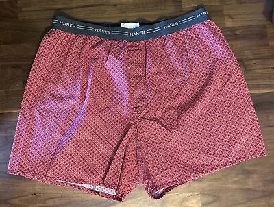 Vintage Hanes Full Cut Plaid Boxers Shorts Mens Large 38-40 Red • $16.20