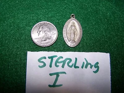 Vintage Sterling Silver Miraculous Medal Pendant 1830 Mary Pray For Us Catholic • $29.95