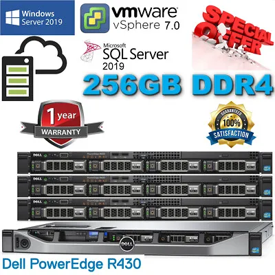 Dell PowerEdge R430 LOT 36-Core E5-2695v4 256GB DDR4 2.4TB SSD+ 8TB SAS 3.5  HDD • £76.49