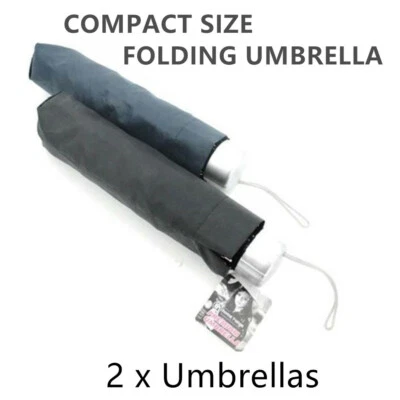 $19.99 • Buy 2x Standard Folding Umbrella Travel Compact Rain Sun Mini Windproof Portable 
