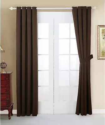 4 PCS Blackout Window Panel Curtain Set 2 Panels & 2 Tiebacks 54 X96  Chocolate • $29.98