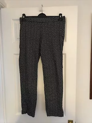 H&M Womens Black Geometric Print Cropped Trousers Size 14 • £3.99