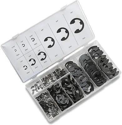 50455A E-Clip Assortment Set | 300 PCS 9 SAE Sizes Heat Treated External Retai • $13.74