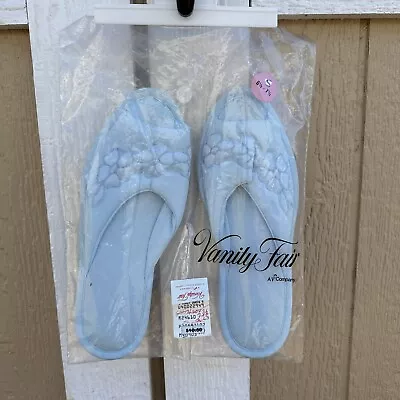 New Vintage Vanity Fair Slippers Blue Floral Size Small 5/6 • $22.99