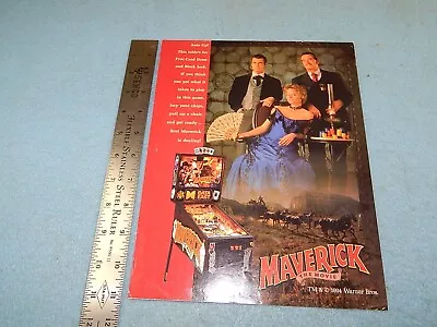 1994 Data East MAVERICK Pinball Game Advertising Flyer • $10