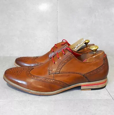 Paolo Vandini Mens Shoes Size 7 UK Brogues Tan Leather NWOB Formal Dress • £39.99