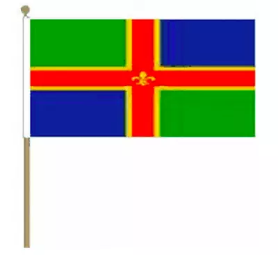 Lincolnshire Large Hand Waving Flag On Wooden Pole Stick 18  X 12  • £8.99