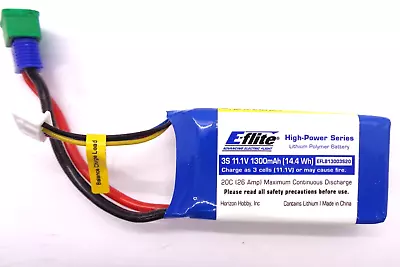 E-flite 1300mAh 3S 11.1V 20C LiPo Battery With EC3 Connecter Good Condition • £9.25