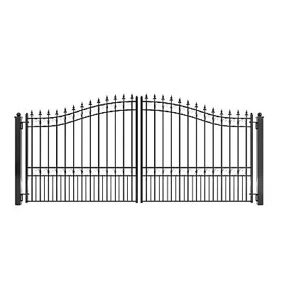 ALEKO Steel Garden Yard Steel Dual Driveway Black Gate 14 Ft X 6 Ft London Style • $1999