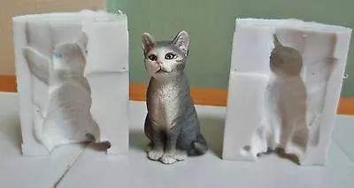 3D CAT 5 X 2cm SILICONE MOULD FOR CAKE TOPPERS CHOCOLATE CLAY ETC • £9.99