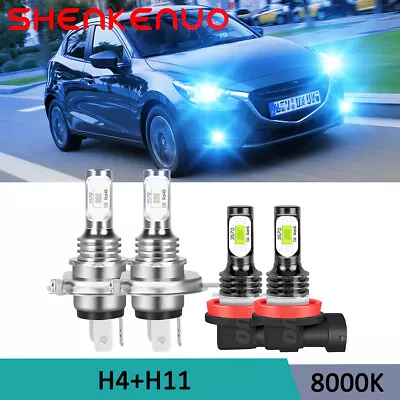 For Mazda 2 2011 2012 2013 2014 8000K LED Headlight Hi/Lo Fog Light Bulbs Blue • $28.46