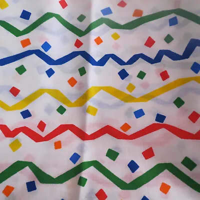 Vintage 1 1/2 Yards Children's Primary Colors Geometric Cotton Fabric Craft • $9.99