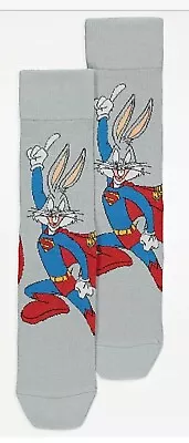 New Warner Bros DC Looney Tunes BUGS BUNNY As SUPERMAN Men's Socks UK Size 6-12 • £4.99