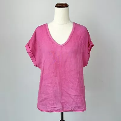 Ridley Womens T-Shirt Top Linen Cotton Pink Relaxed Casual Made In Italy Size M • $29.95