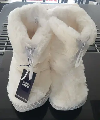 Bedroom Athletics Women's-Monroe Faux Fur Slipper Boot White/Grey-Size M-(UK5/6) • £24.99