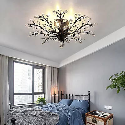 Vintage Branches Crystal Chandelier 5-Light Pendant Lamp Bedroom Ceiling Fixture • $73.15