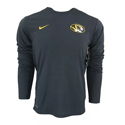 Missouri Tigers Black Heather Team Issued Nike Dri Fit LS T-Shirt Size M-814310 • $23.99