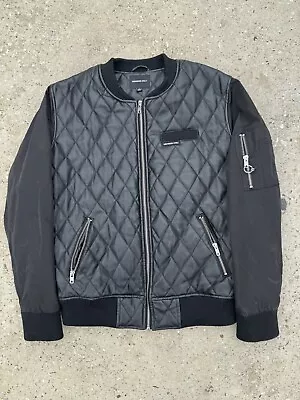 Members Only Black Zip Up Quilted Bomber Jacket Mens L • $14.99