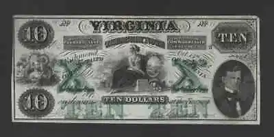 US Paper Money 1862 $10 Virginia Treasury Note NICE NT734 • $174