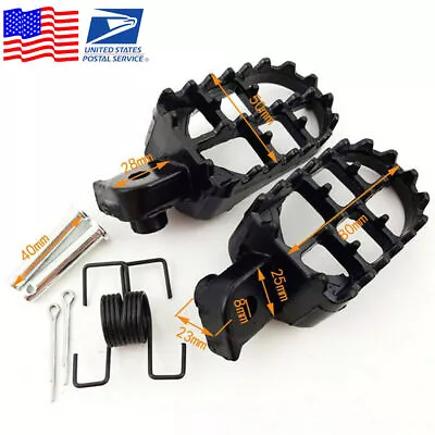 Wide Motorcycle Foot Pegs Footrest 8mm Bolt For Honda CR CRF XR Kawasaki KLX110 • $18.89