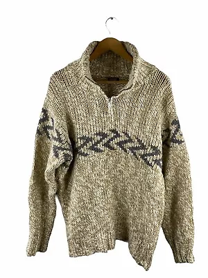 VINTAGE Killer Loop Chunky Knit Jumper Mens Size L Brown Wool Blend Snowboard • $89.97