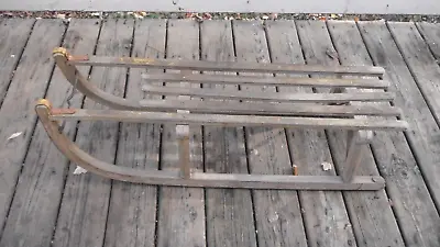 Antique Vintage 40  Bentwood Wood & Steel Runners Snow Sled Home Lodge Decor • $85