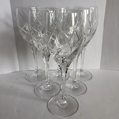 Mikasa English Garden Wine Glasses 9  Cut Crystal Etched Flowers 10 Oz Set Of 6 • $142.50