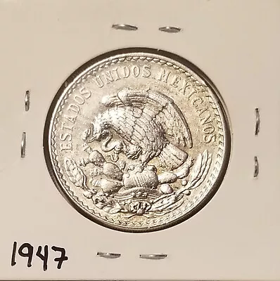 Mexico Cien 1 Peso 1947 Jose Maria Morelos Y Pavon .500 Silver Coin Plata. • $14.99