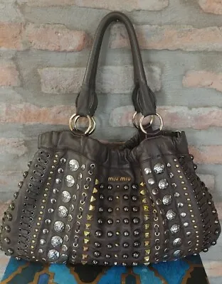 Bag Miu Studded Metal Vintage Brown • $285.33