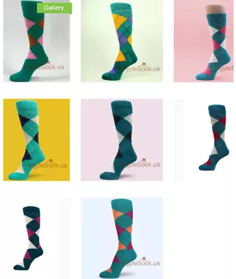 Shades Of Teal Mens Groomsmens Prom Argyle Dress Socks Non-brand FREE SHIPPING • $9.99