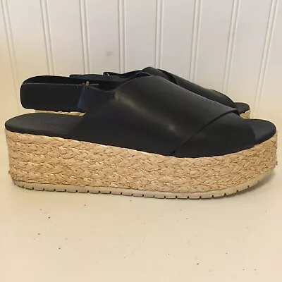 Vince Sz 10M Black Leather Jesson Espadrilles Platform Sandal Box • $27