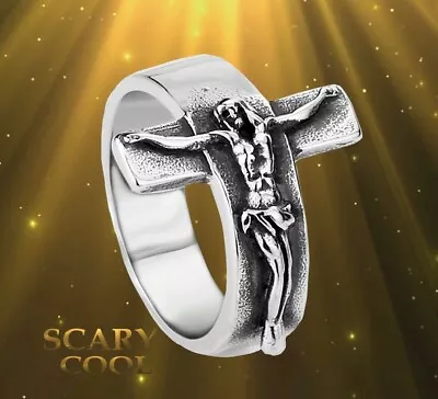 New Jesus Christ Cross Mens Gothic Biker Ring • $9.95