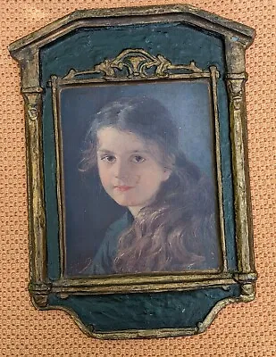 Vintage Litho Art Portrait Gretel F. Schauss Signed Dated Wood Gesso Hang Stand • $75