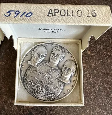 Medallic Art APOLLO 16 4.83 Ounce 1972 Silver Medal #5910 .999 Fine Original Box • $225
