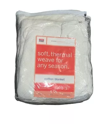 Martha Stewart Cotton Full Blanket Everyday Vintage White Cream 80x90 Knit Weave • $135.37